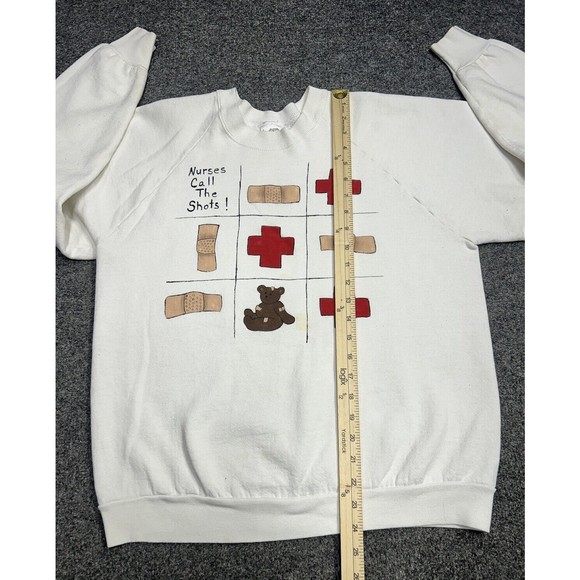 Vintage 90s Nurse Parody White Crewneck Sweatshirt Women's Size Large USA Made - Picture 6 of 8